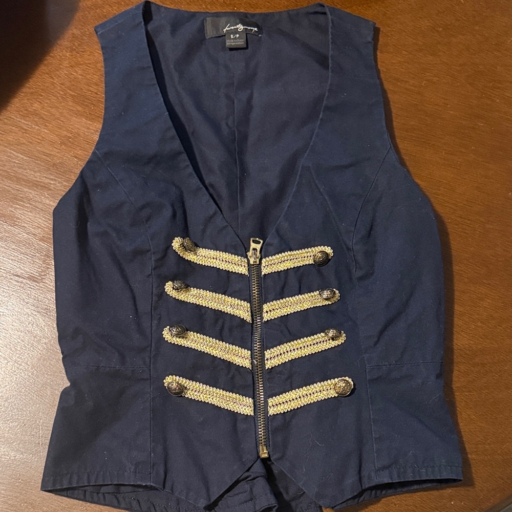 Forever twenty one. Navy Gold-Trim Military-Style Vest -